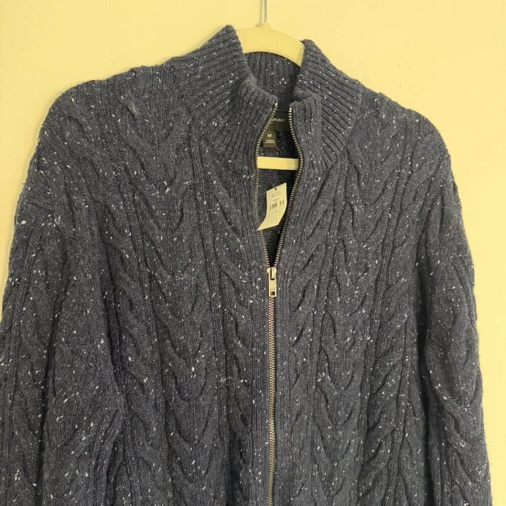 Banana Republic Tweed Cable Sweater Cardigan Wool Blend Preppy - NWT - Medium
